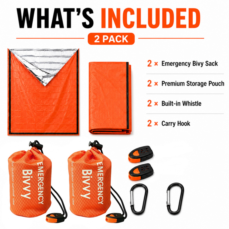 2 Pack Emergency Sleeping Bag, - Emergency Whistle Loud 리뷰 및 가격