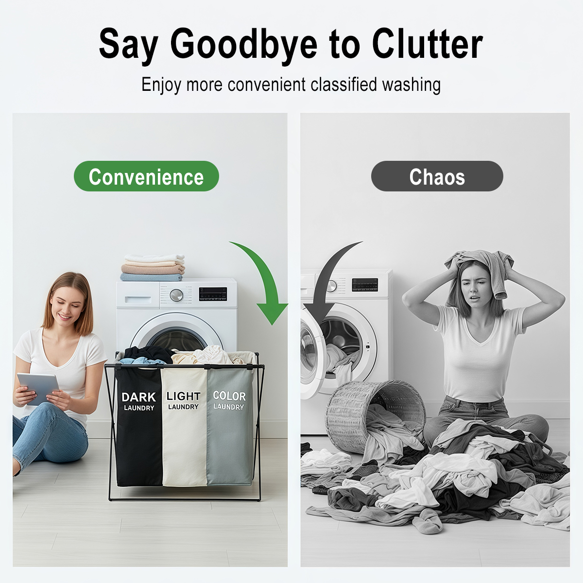 3 Section Folding Laundry Bask - Water Bag Collapsible 리뷰 및 가격