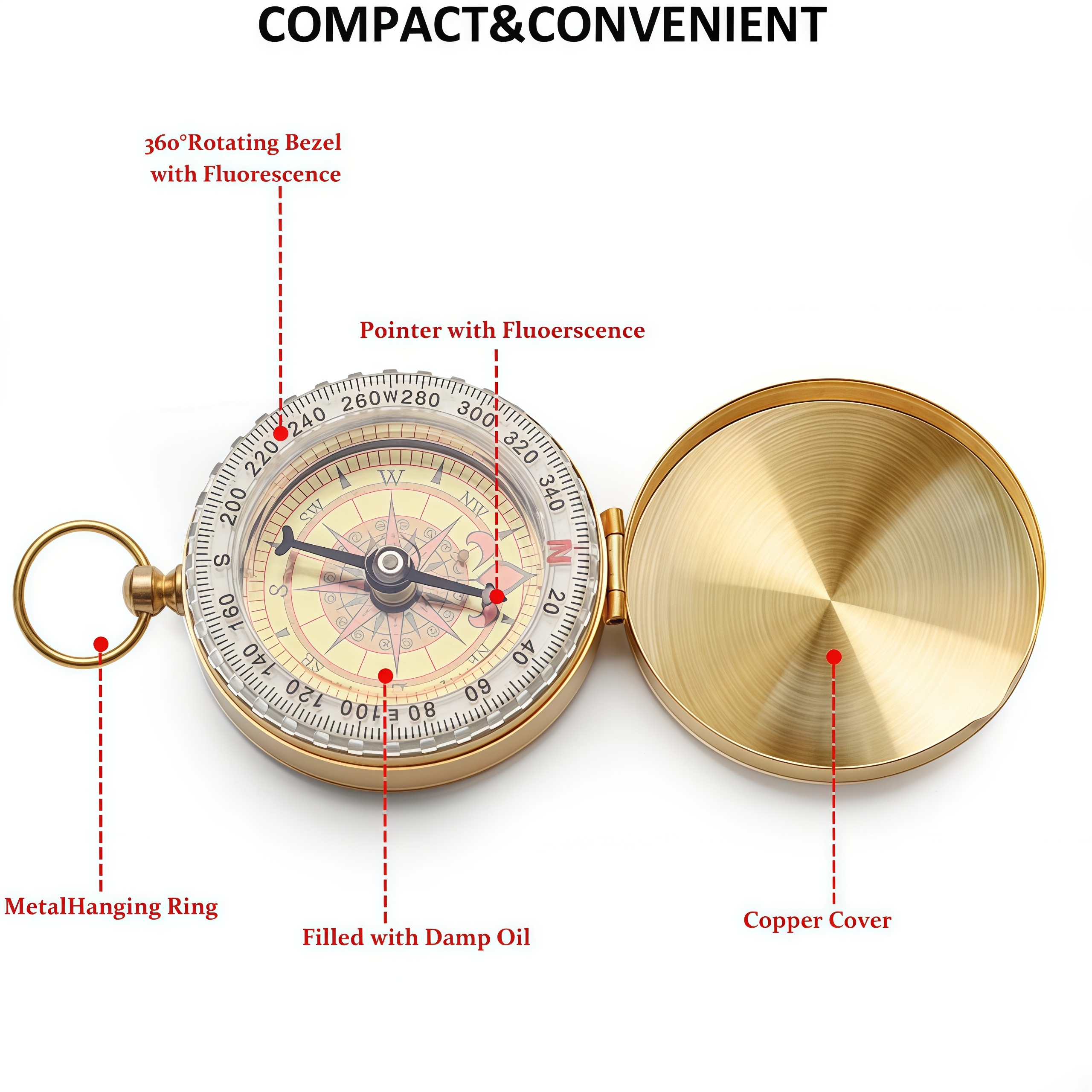 Brass Outdoor Compass - Gold C - Compass Lensatic 리뷰 및 가격