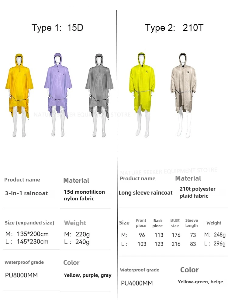 15D/210T Raincoat Waterproof R - Emergency Poncho Rain 리뷰 및 가격